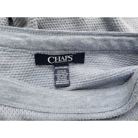 Chaps Womens Top XXL Plus Lace Up Sleeve Blue Sheer Pointelle BLU67E - Picture 7 of 8